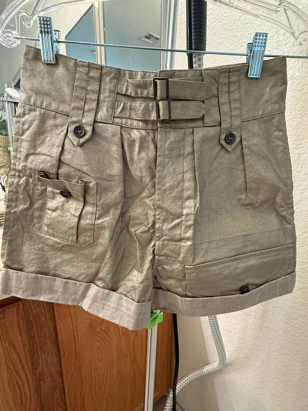 Saint Laurent  Cargo Shorts with Double-Buckle Waist. NWT!